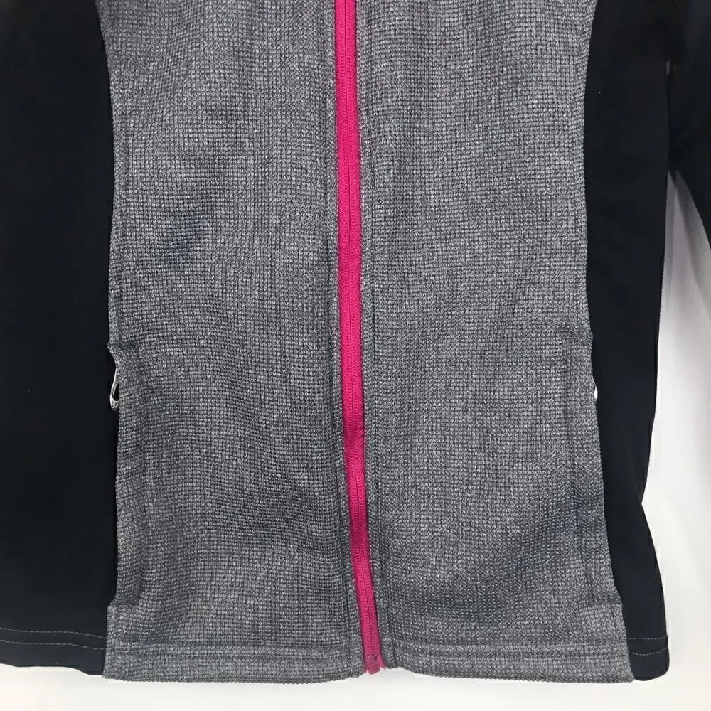 Spyder Gray and Black Zip Up Thermal Jacket with Pink Trim